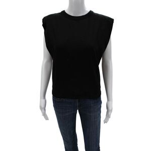 Frankie Womens Black Cotton Basic Sleeveless Crew Neck T-Shirt Size S